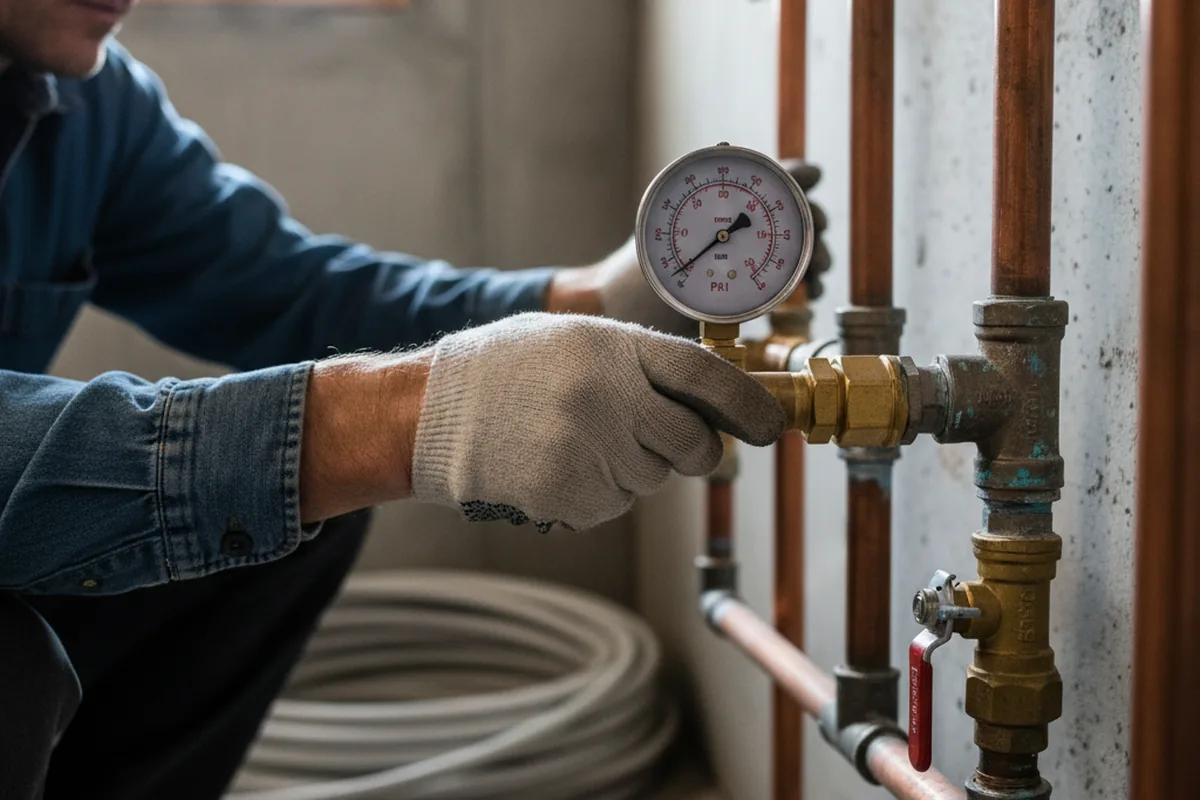 Pressure testing a repaired line during Water Line Repair in Sequatchie